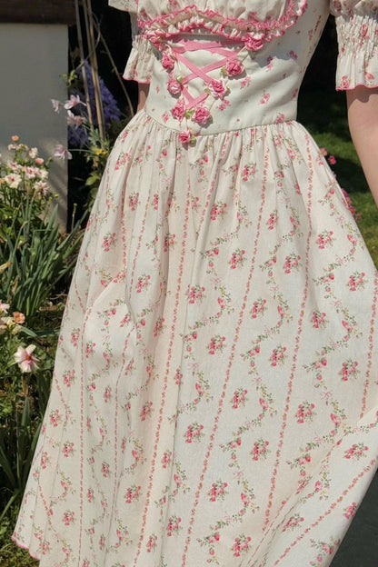 Fishbone Square Neck Dress