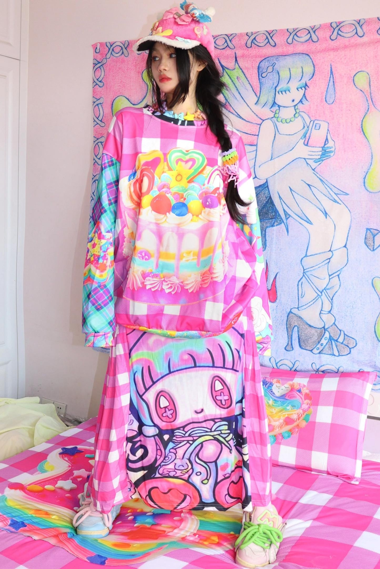 Y2K Plaid Sweatshirt Top