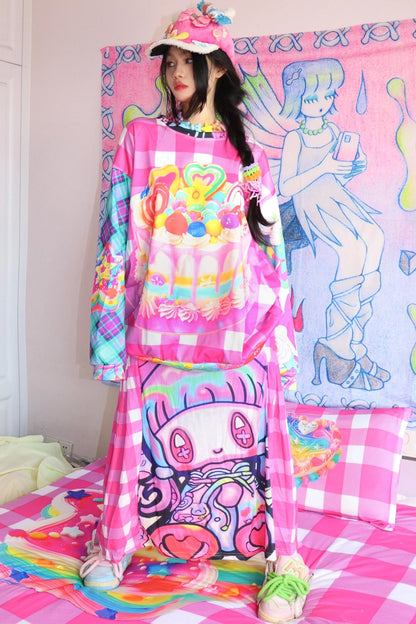 Y2K Plaid Sweatshirt Top