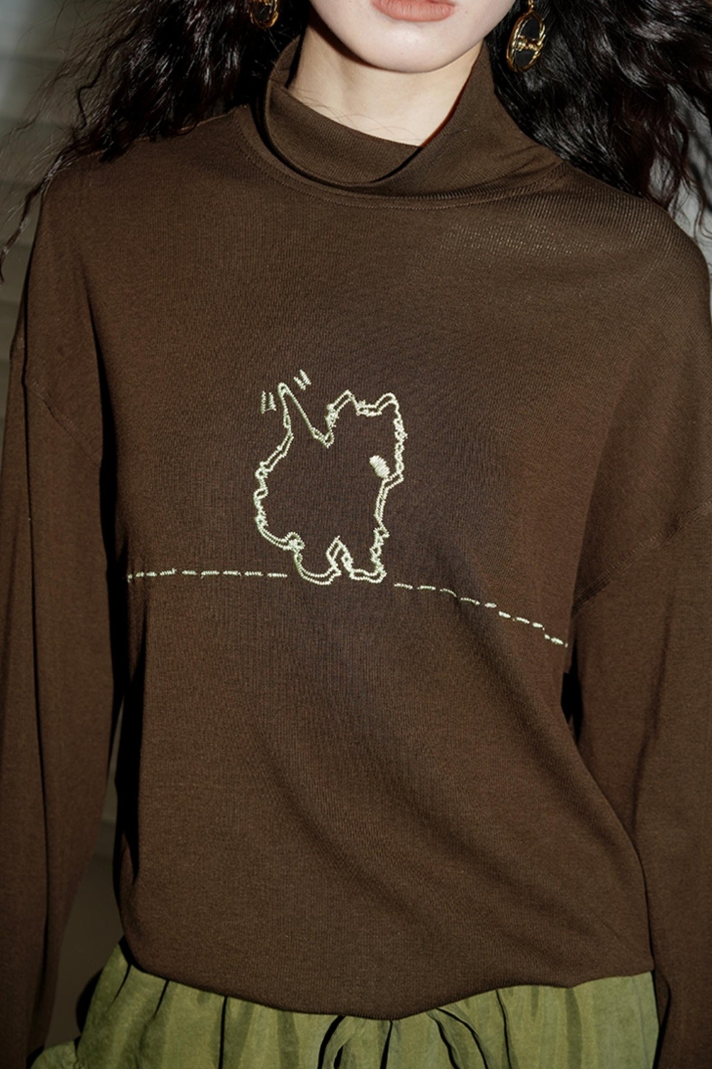 Lässiges Welpen-Design Crewneck-Oberteil 