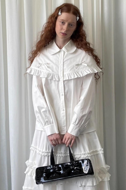 Navy Lace Doll Collar Shirt