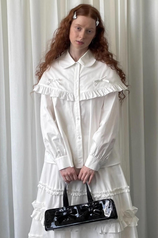 Navy Lace Doll Collar Shirt