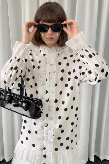 Polka Dot Lace Blouse Top