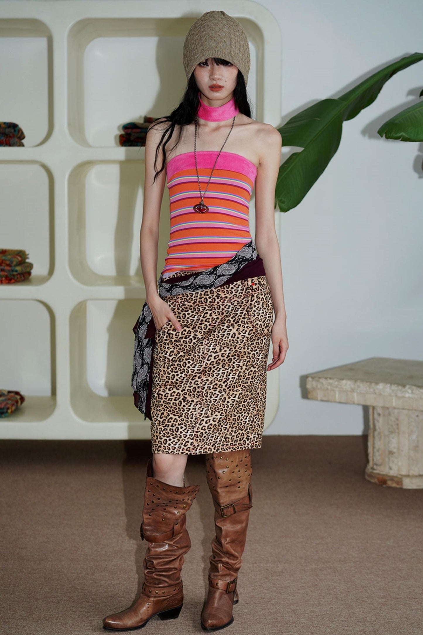 Vintage Striped Bandeau Set