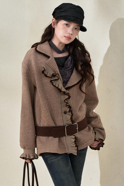 Original Striped Fleece Knitted Jacket