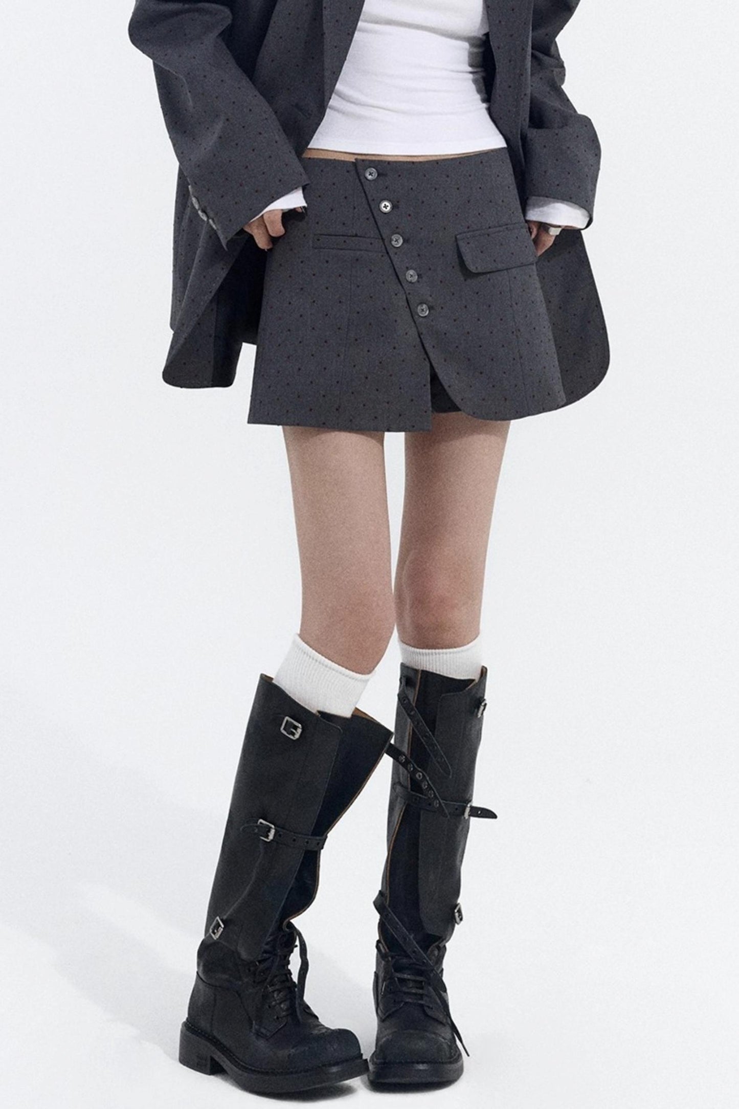 Retro Polka Dot Asymmetrical Skirt