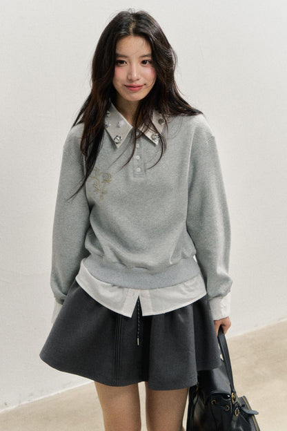 Gray Rose Sweatshirt