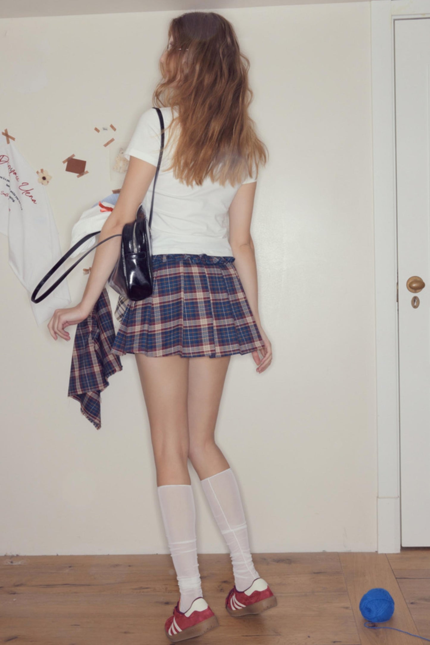 Vintage Plaid Ruffle A-Line Skirt