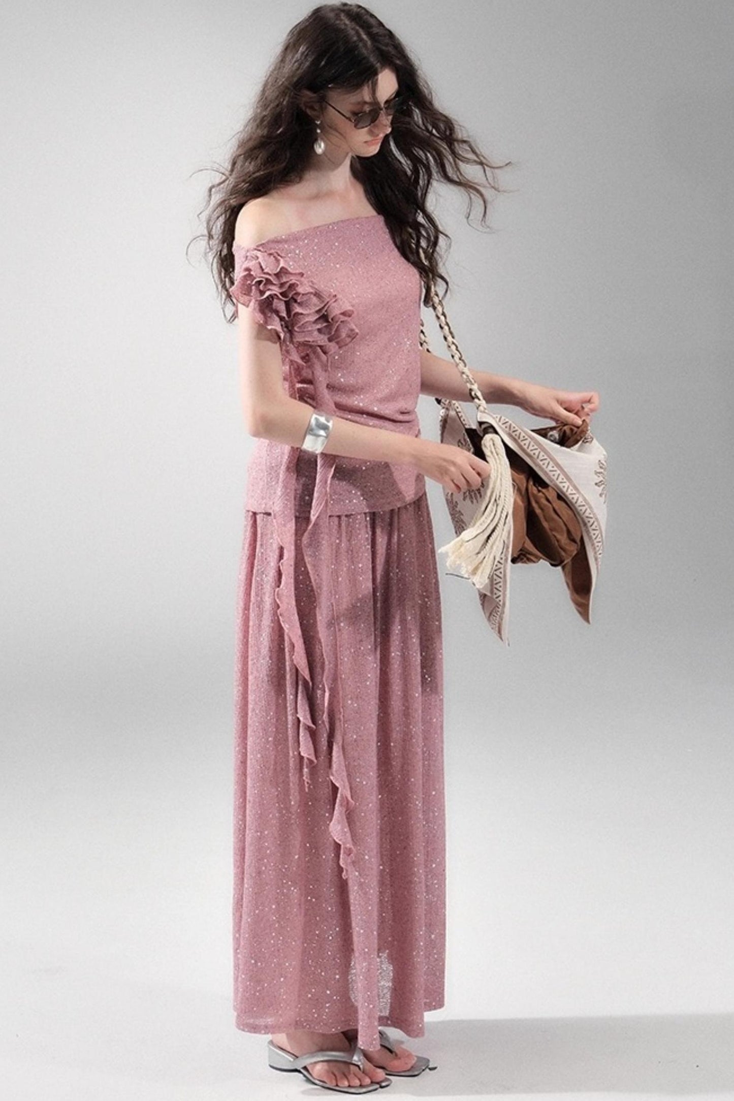 Stretch Knit Silver Top Set-Up