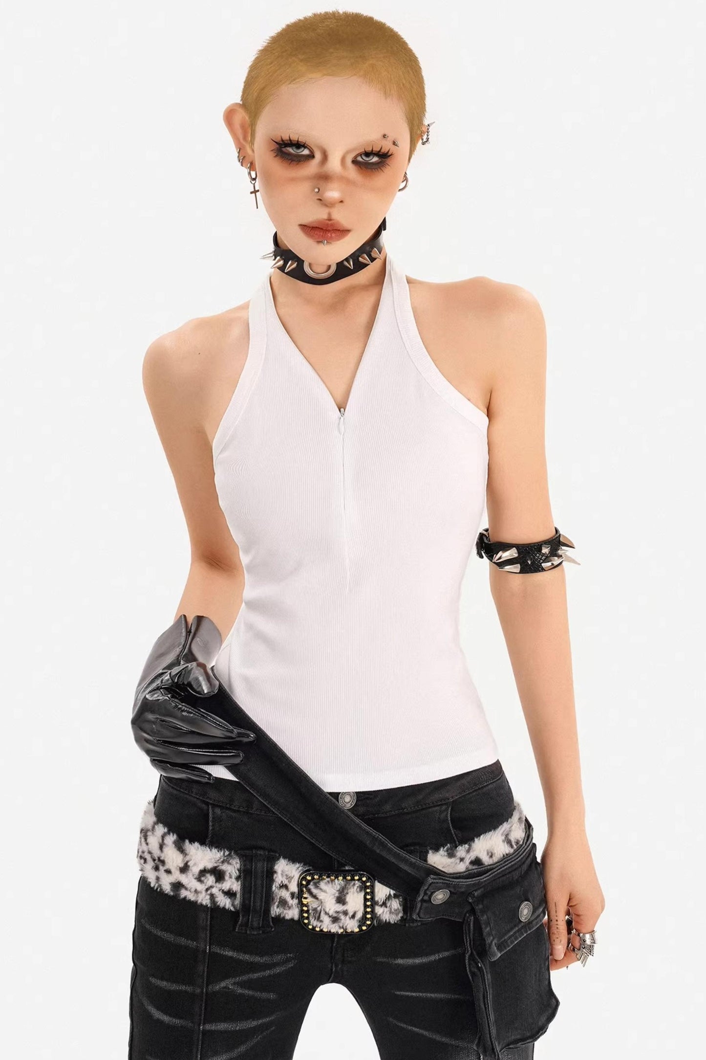 Textured Ribbed Zipper Vest