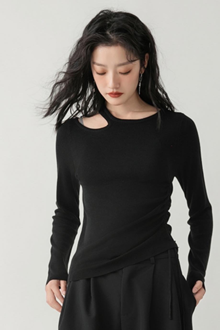 Drawstring Knitted Base Layer Top