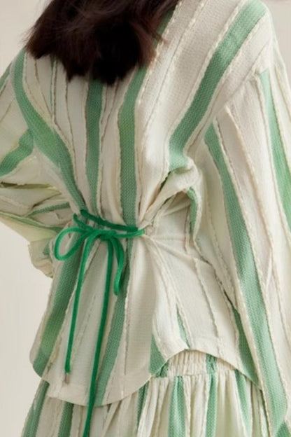 Elven Stripe Cardigan Skirt Set-Up