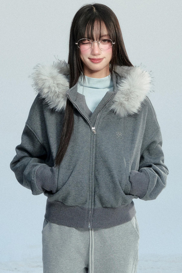 Hooded Fur Collar Jacket