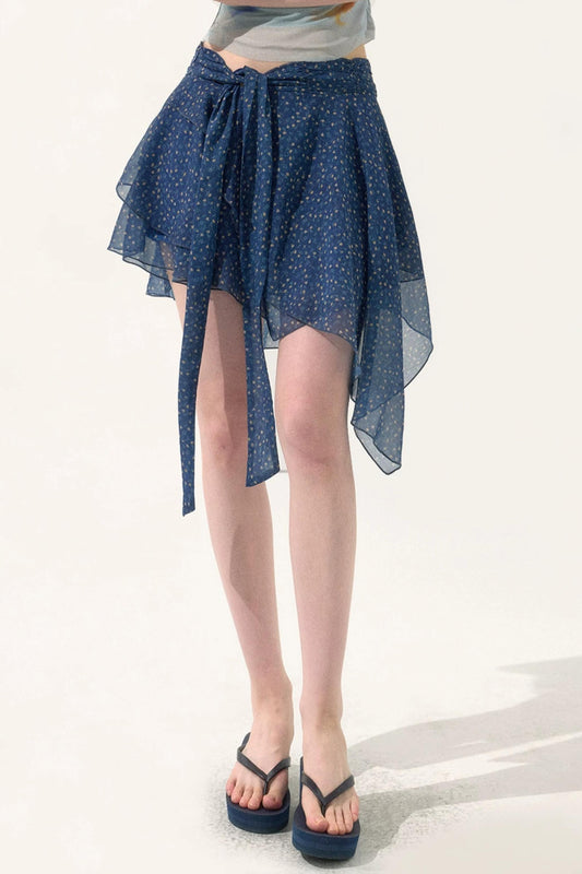 Retro Asymmetrical Tie Skirt