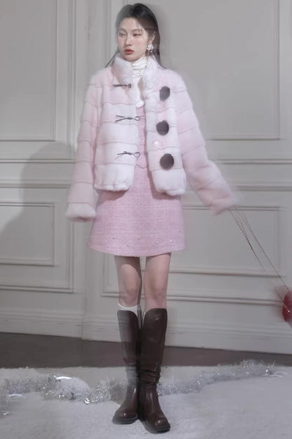 Peach Mousse Fox Fur Jacket