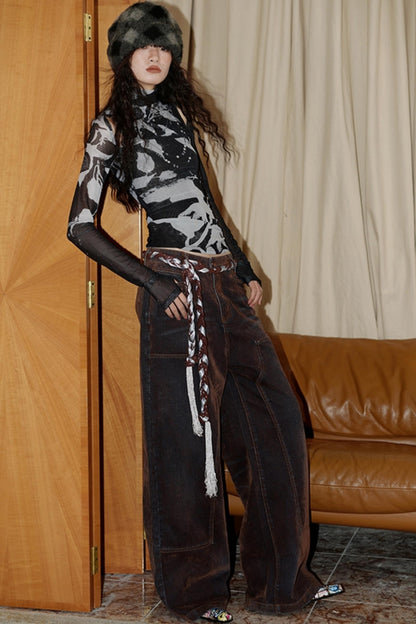 Retro High-Waist Wide Leg Pants