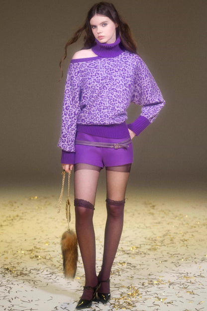 Retro Purple Leopard Sweater Set-Up