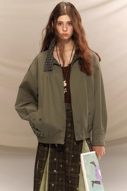 Linen Plaid Double Sided Jacket