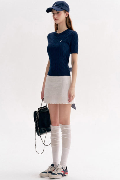 Tenniscore Cable Knit Short Sleeves