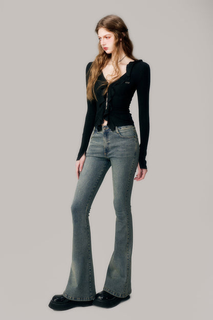 Low Waist Slim Flared Denim