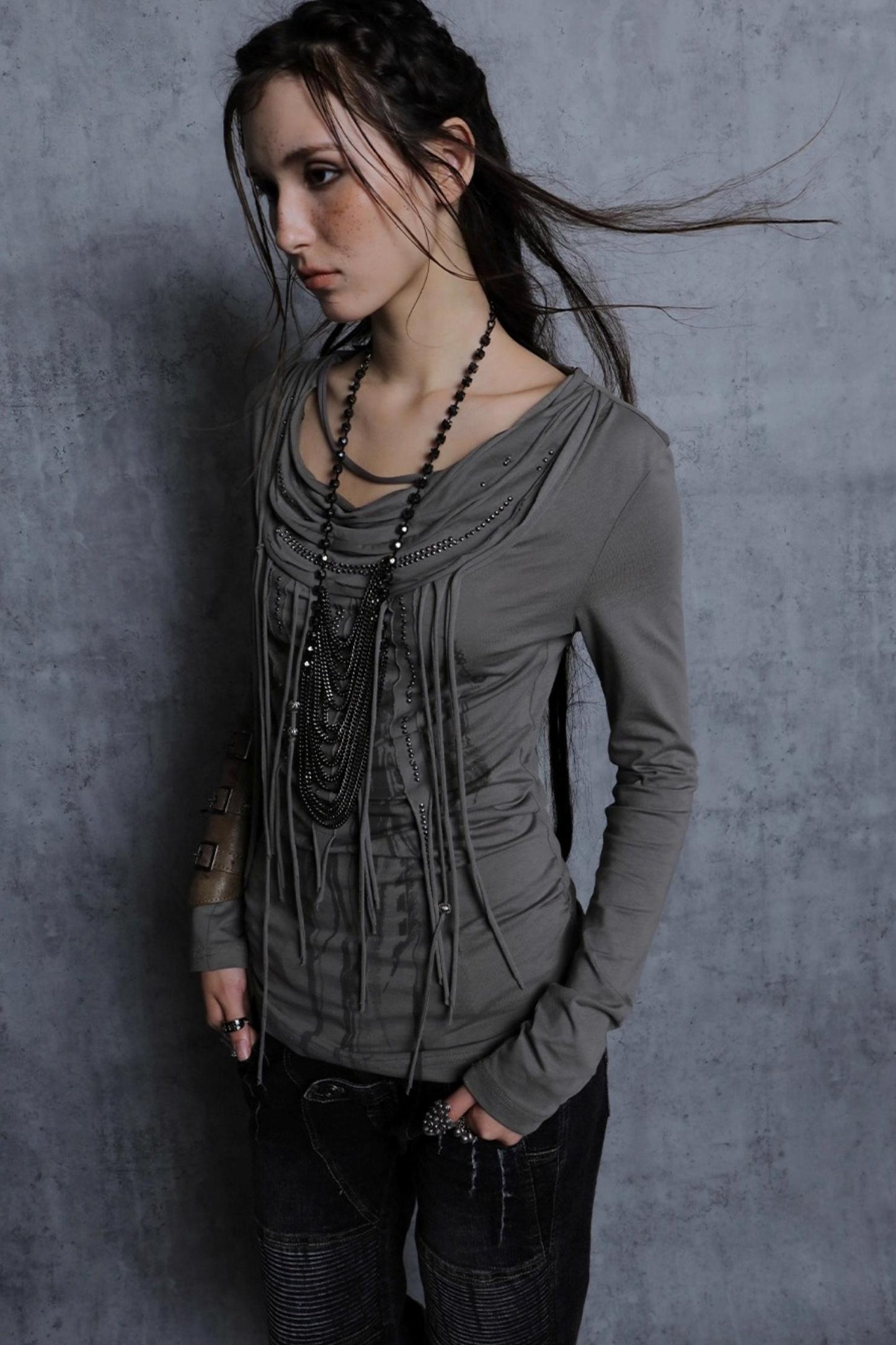 Swing Feather Print Bottom T-Shirt