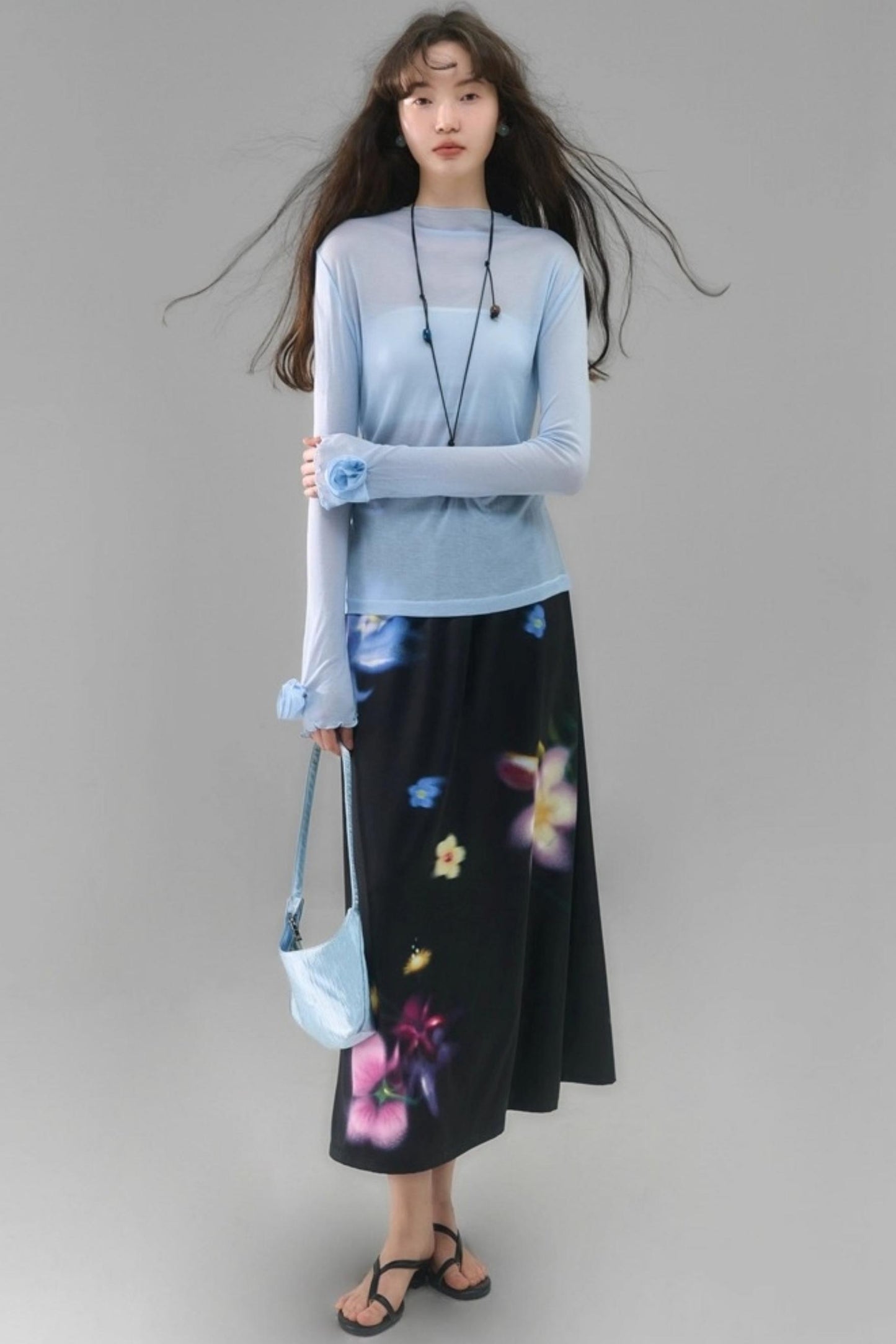 Wild Flower Satin Print Skirt