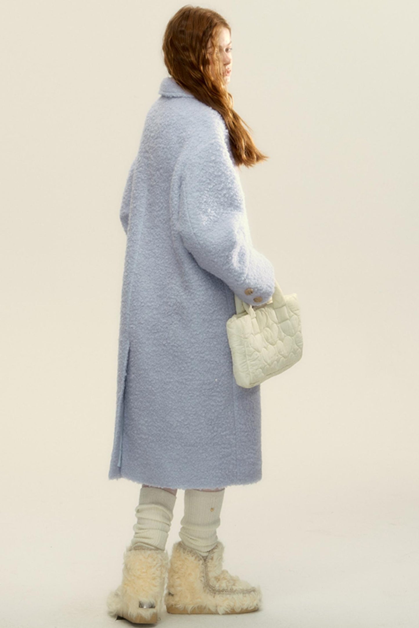 Gray Blue Woolen Hoop Coat