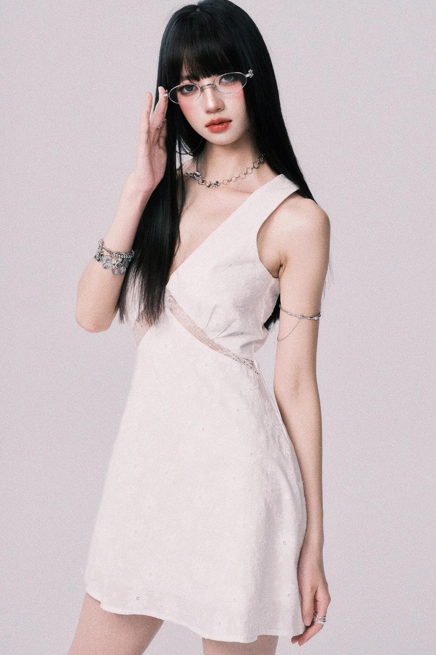 Summer Lace V-Neck Vest Dress