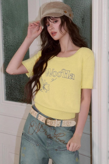 Logo Embroidered Short-Sleeved Top