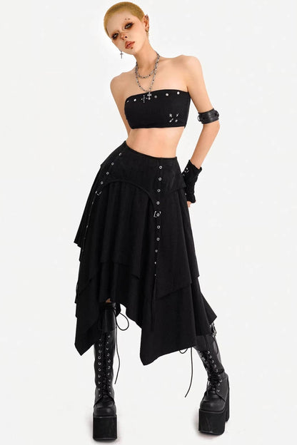 Patchwork Irregular A-Line Skirt