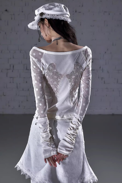 Barock beflockte Stickerei-Bluse