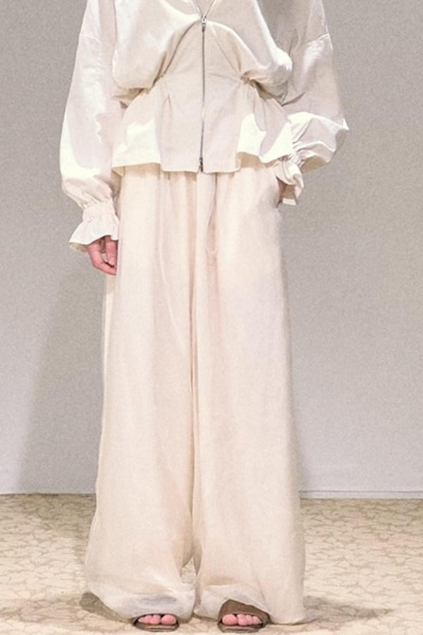 Apricot Satin Double-Layer Pants