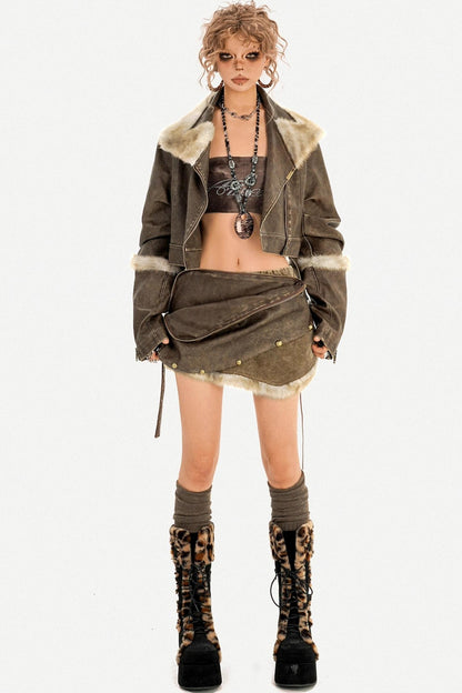 Distressed Spicy Girl Skirt Set-Up