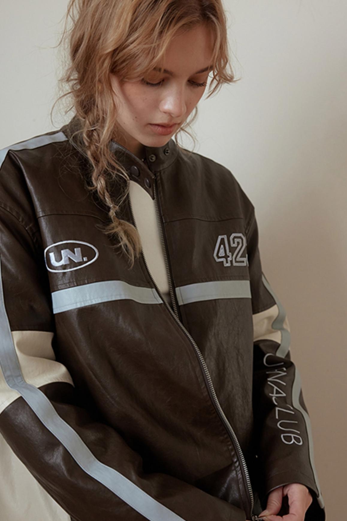 Brown Letter Embroidery Jacket