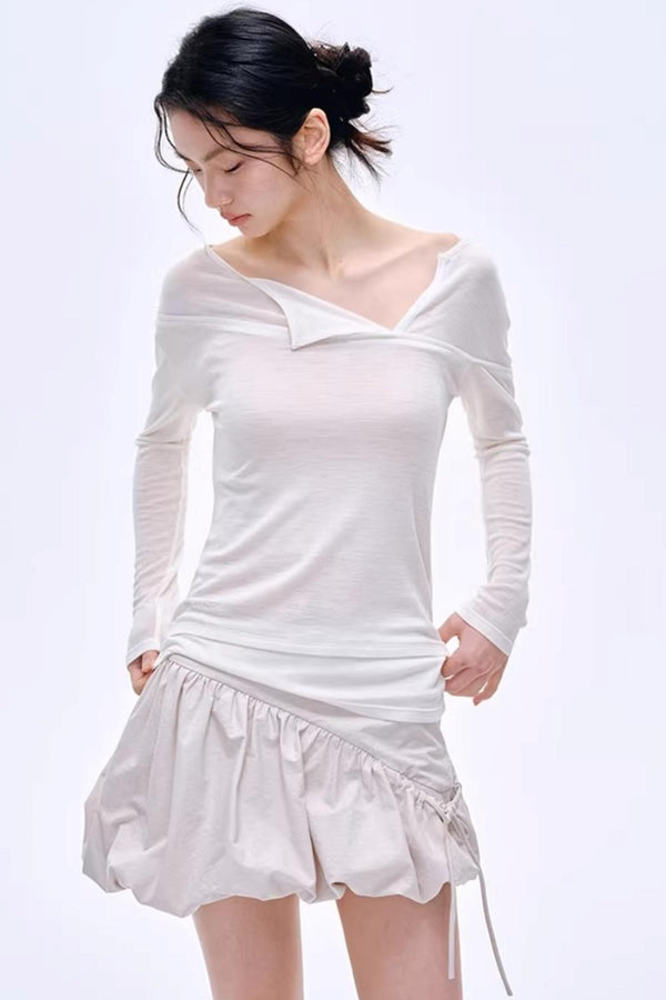 Asymmetrical Wool Blend Blouse