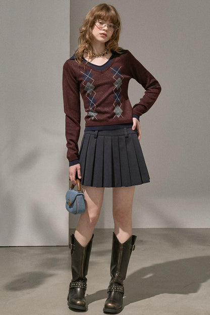 Slim V-Neck Warm Knitted Top