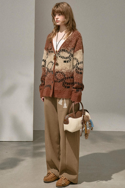 Gradient Knitted Loose Cardigan