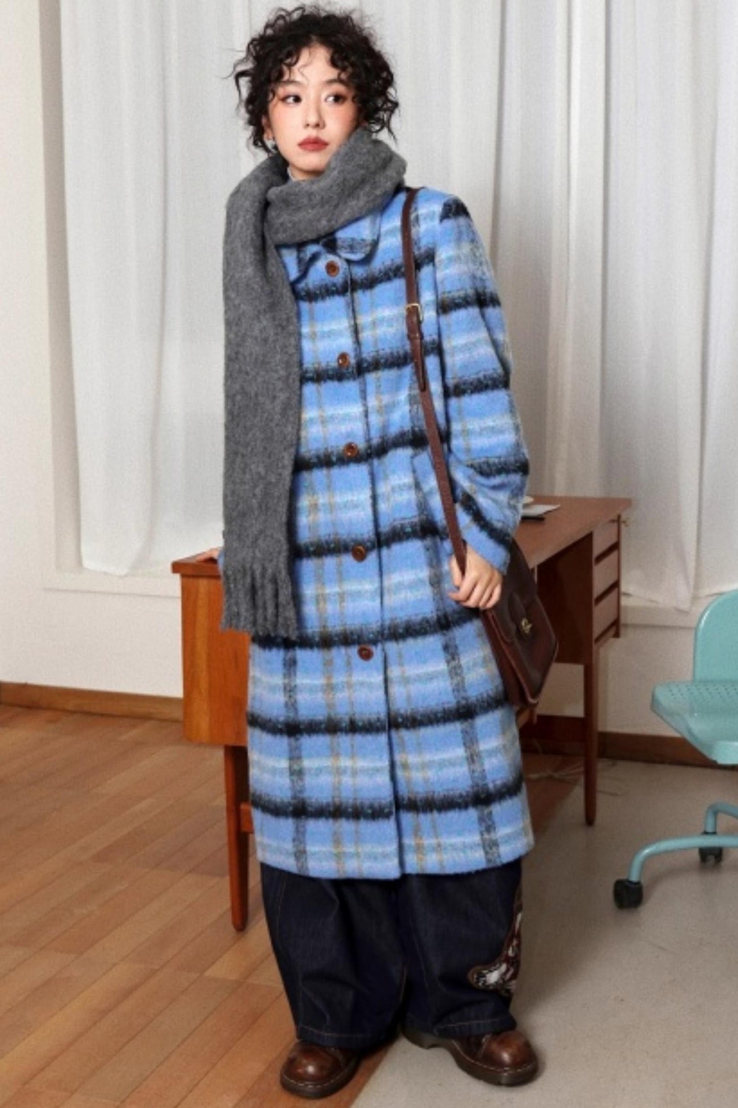 Plaid Woolen Love Letter Coat