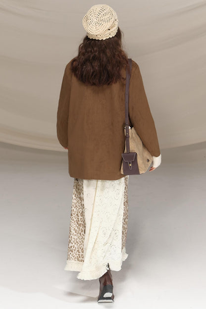 Silk Leopard Print Patchwork Skirt