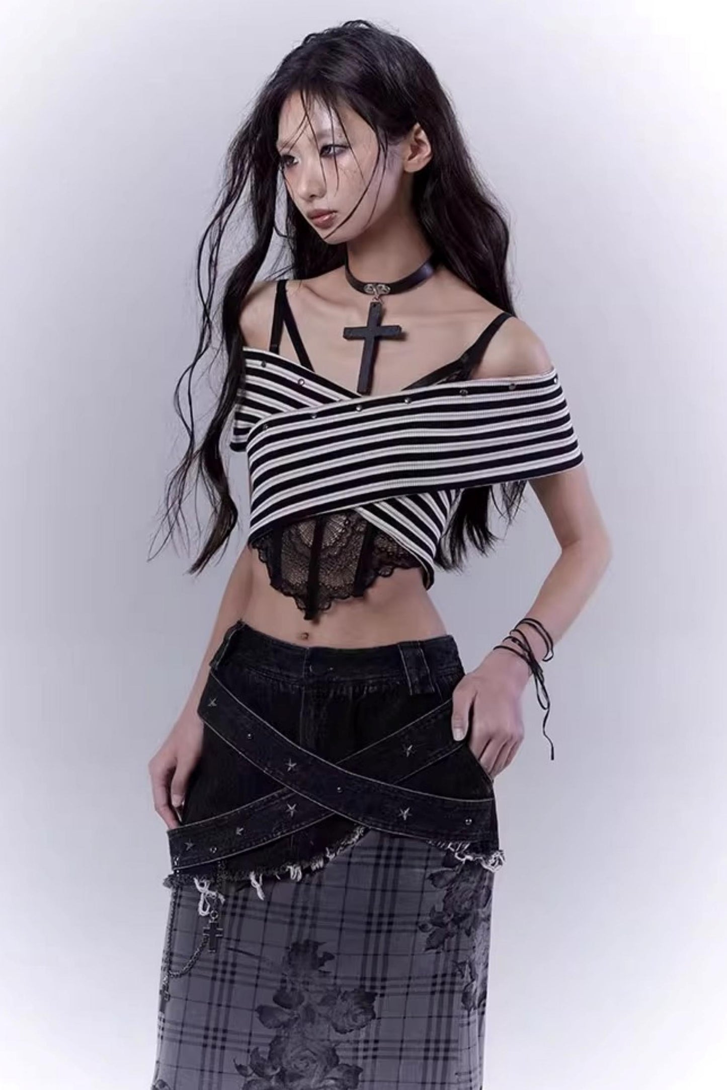 Striped Smock Blouse Set-Up