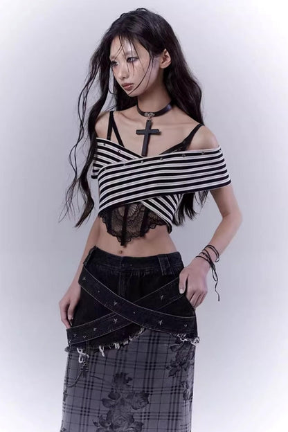 Striped Smock Blouse Set-Up