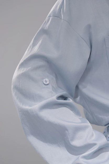 Mist Blue Lace Collar Shirt