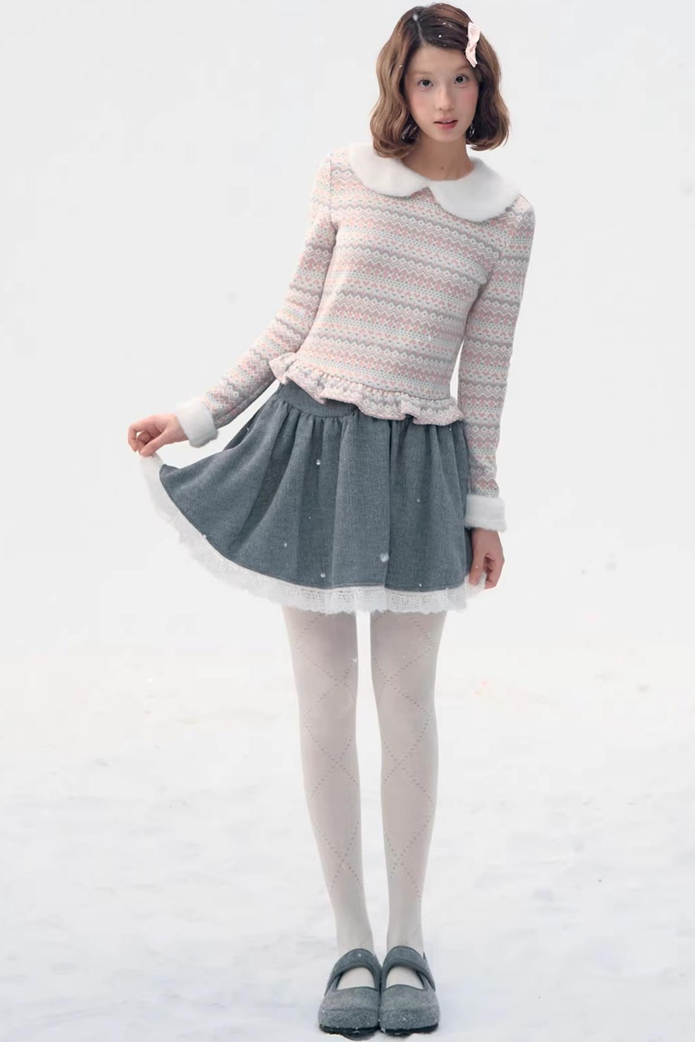 Fair Isle Polka Dot Knit Top