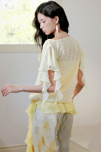 Yellow Stripe Knit Top