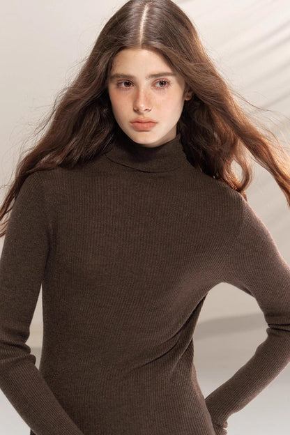Seamless Wool Turtleneck Sweater