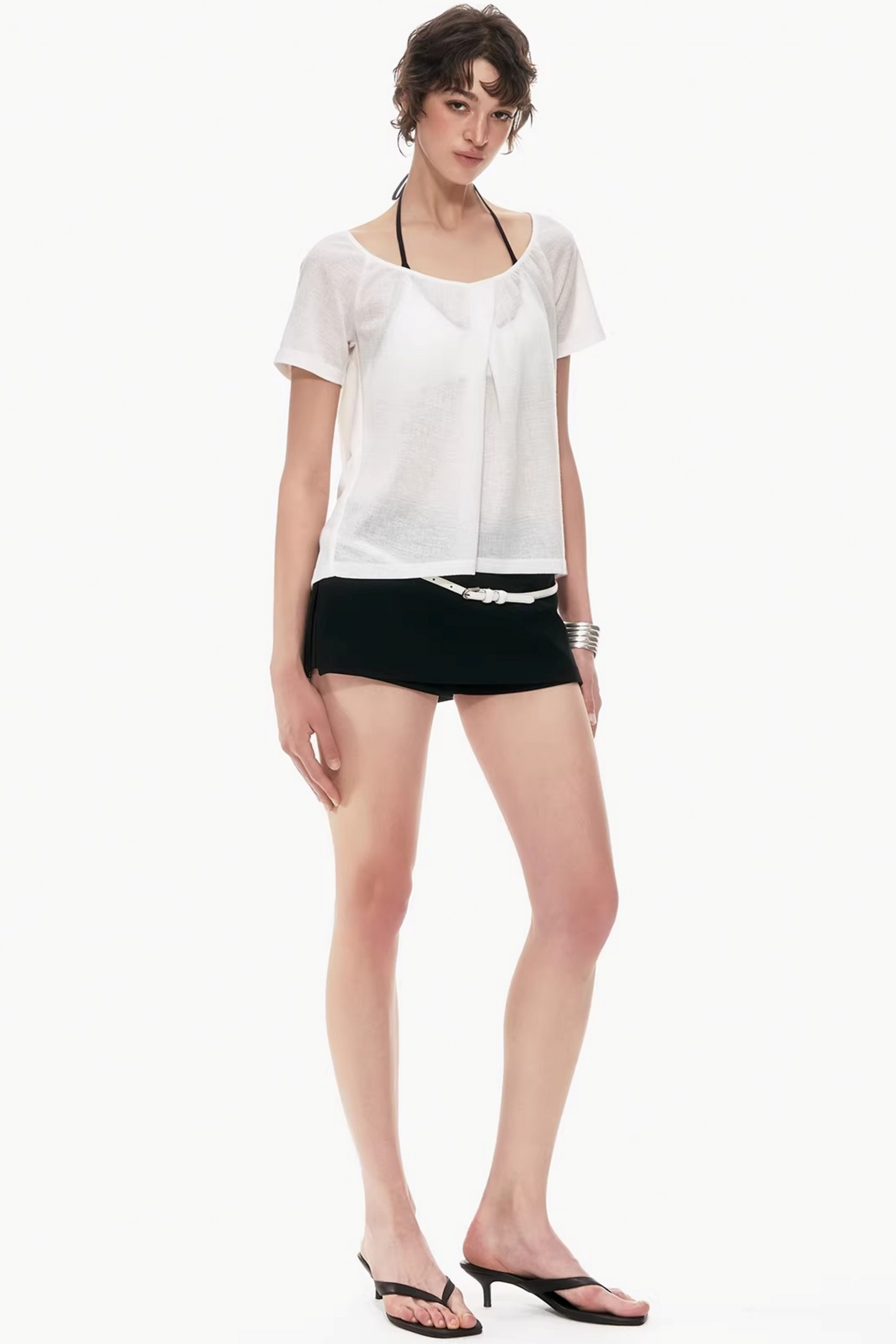 Two-Tone Linen Asymmetrical Top