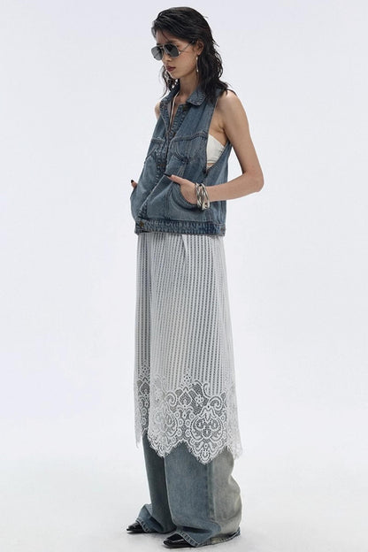 Summer Blue Washed Denim Vest