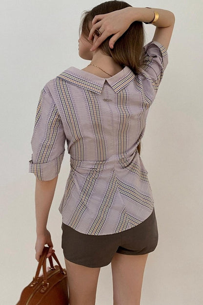 Asymmetric Striped Slim Fit Shirt