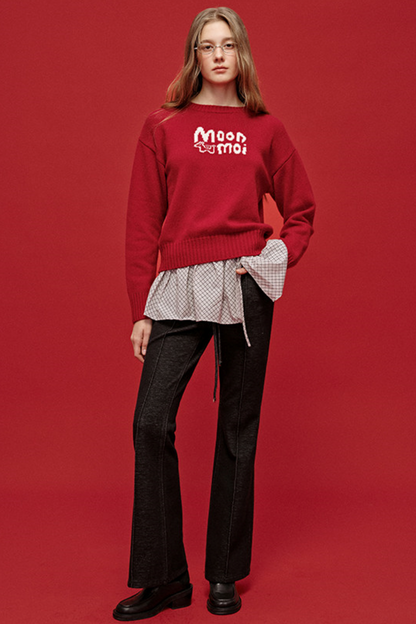 Embroidered Wool Denim Pants