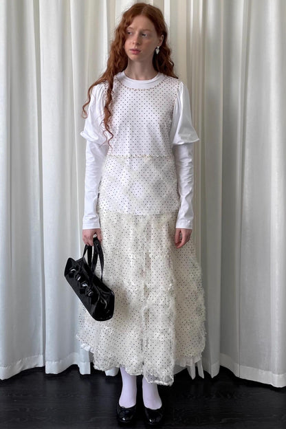 Lace Mesh Polka Dot Flocked Sundress